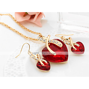 Per donna Cristallo Diamante sintetico Parure di gioielli - Cristallo Cuori, Amore Donne, Europeo, Elegante, Nuziale Includere Orecchini a goccia Collane con ciondolo Rosso / Verde / Blu Per